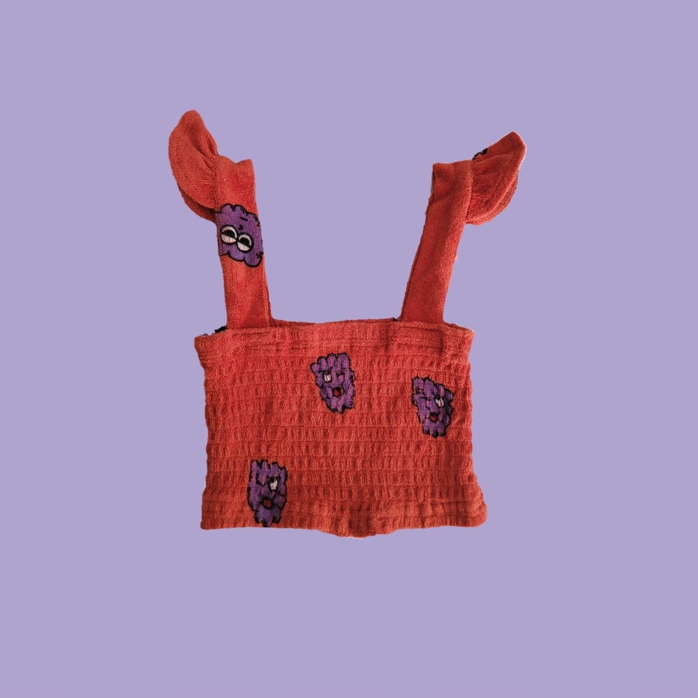 Girls' Hugo Loves Tiki Burnt Orange + Purple Cloud Terrycloth Crop Top 6-8Y